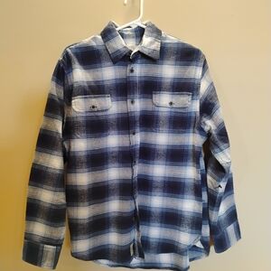 Jachs Blue and White Plaid Flannel Shirt